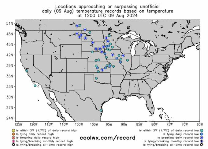 MSM Absent In Reporting “Dozens Of Night Time Low Temp Records” Across US