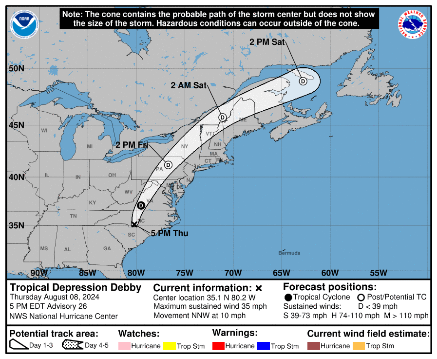 POST-TROPICAL CYCLONE DEBBY