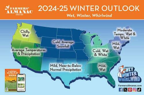  "Wet Winter Whirlwind": Farmers' Almanac Releases New Winter Forecast For US 