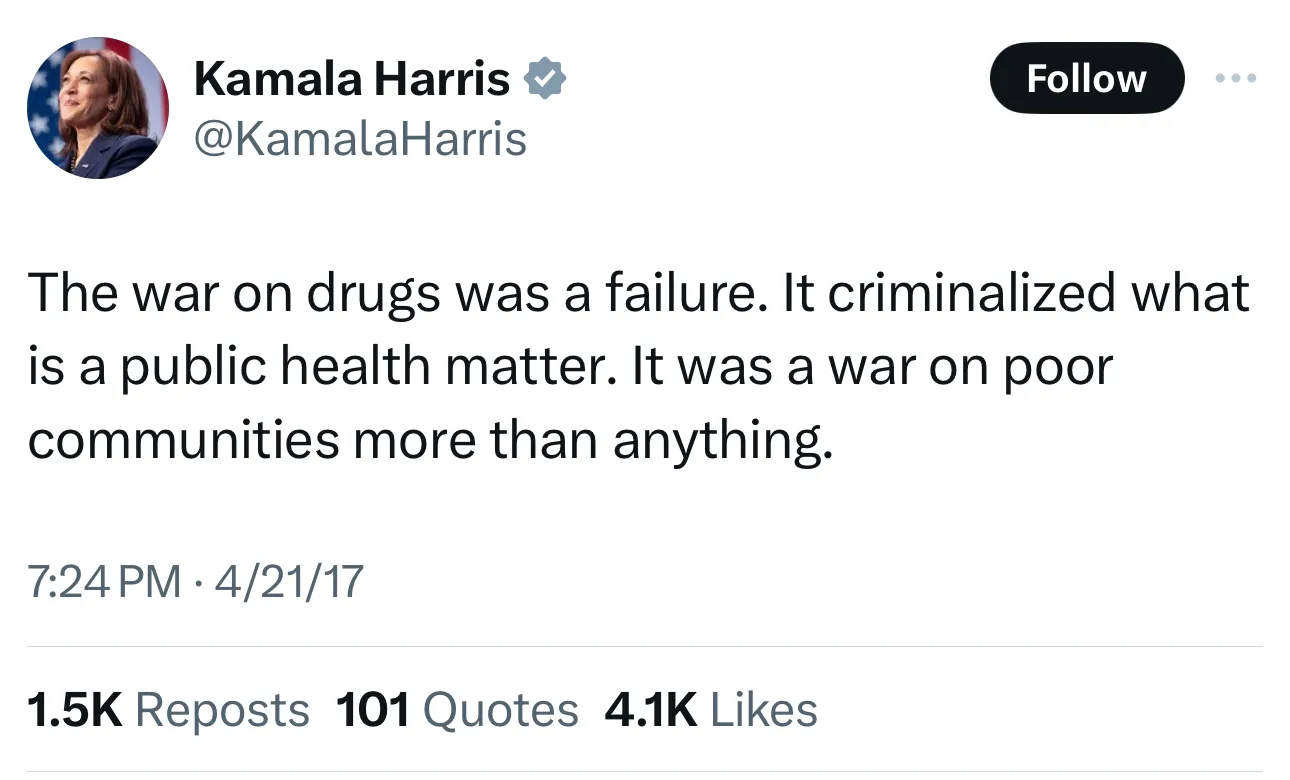 Does Kamala Harris want to decriminalize fentanyl and other drugs – and release people convicted of possessing them?