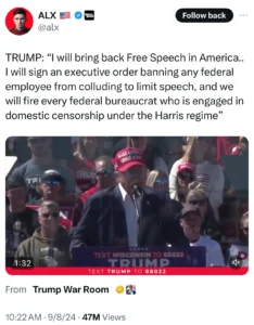 Donald Trump comes out swinging for free speech…