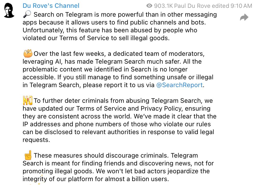 Telegram adjusts terms of service, to report violators to ‘relevant authorities’