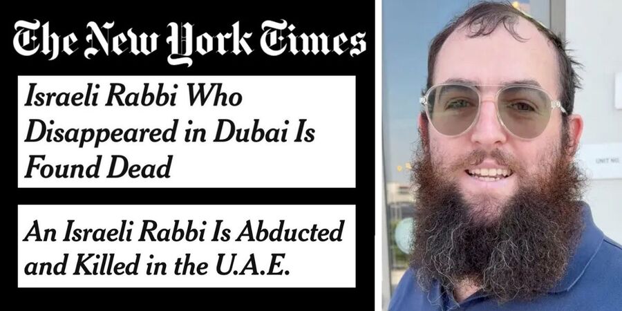 New York Times forced to change headline claiming Israeli rabbi was ‘found dead’ in UAE—he was murdered