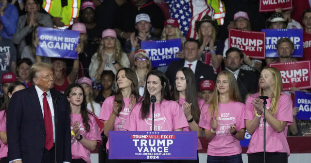 WATCH: Trump Brings Women’s Swim Team That Stood up to Trans Athlete on Rally Stage