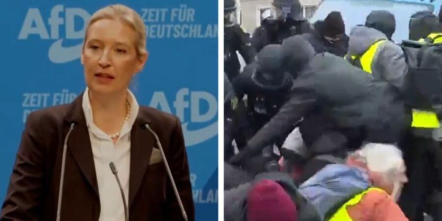 Left-wing protesters clash with German police outside AfD convention