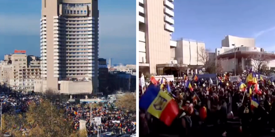 Over 100,000 Romanians protest in Bucharest against cancellation of presidential election after anti-NATO populist took lead